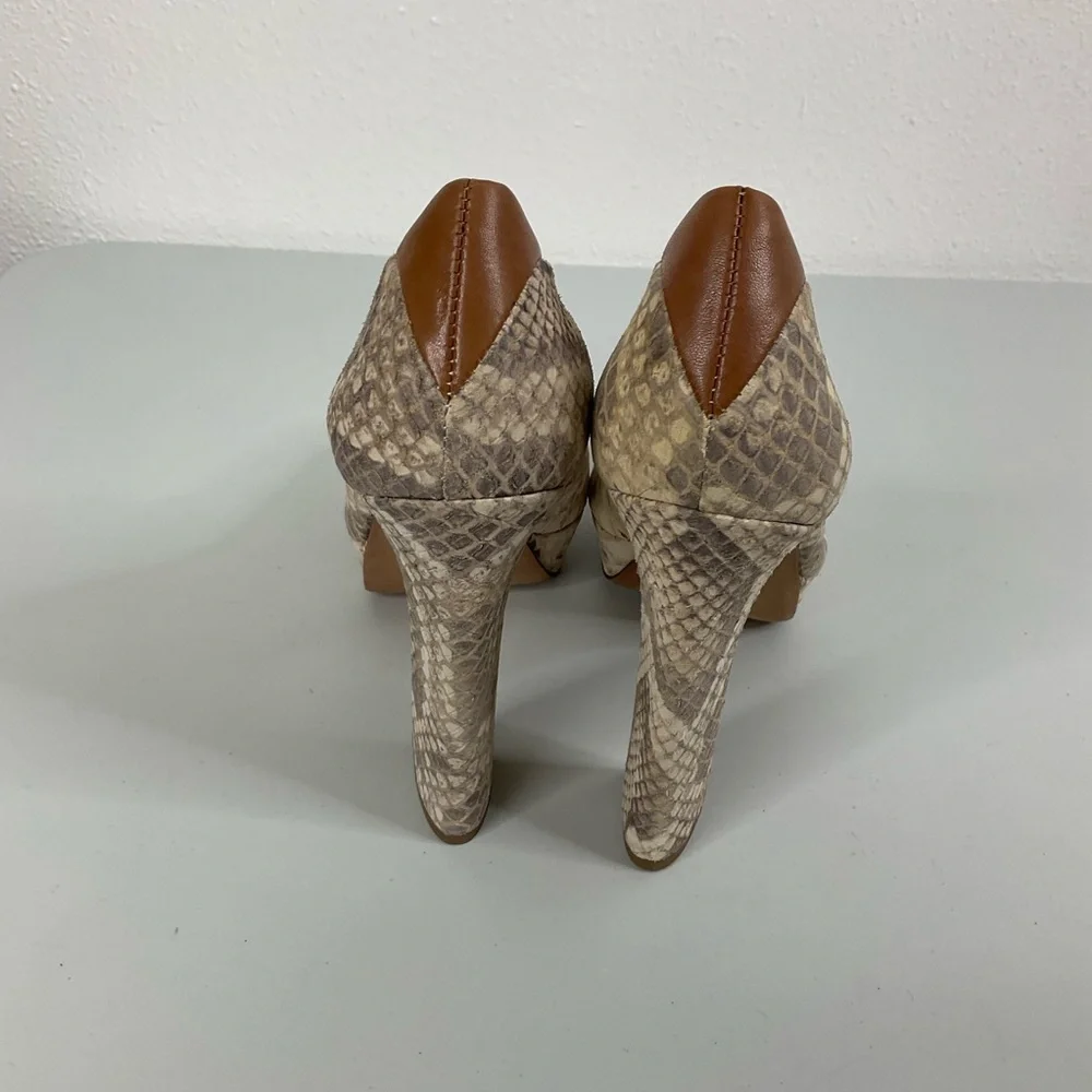 Sam‎ Edelman Tacoma Snakeskin Open Toe Platform Heels Size 7.5